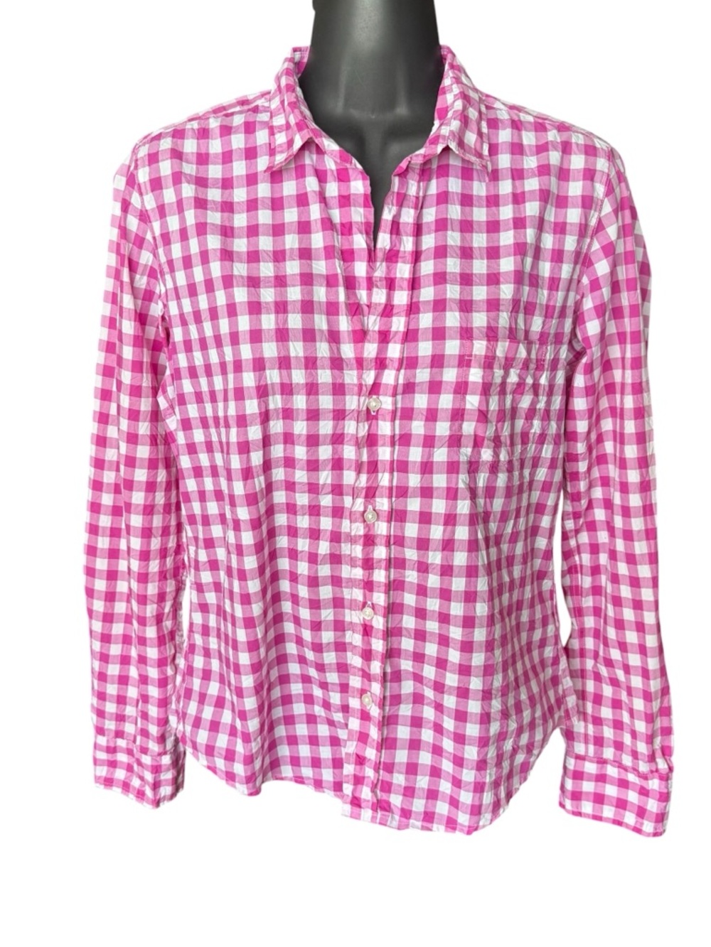 Frank and Eileen women’s Barry Pink Gingham Button-Up Shirt Small Cotton